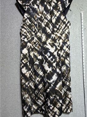 Ann Taylor Navy and Multicolor Abstract Print Dress